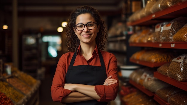 Photo woman working in supermarket