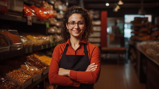 Photo woman working in supermarket