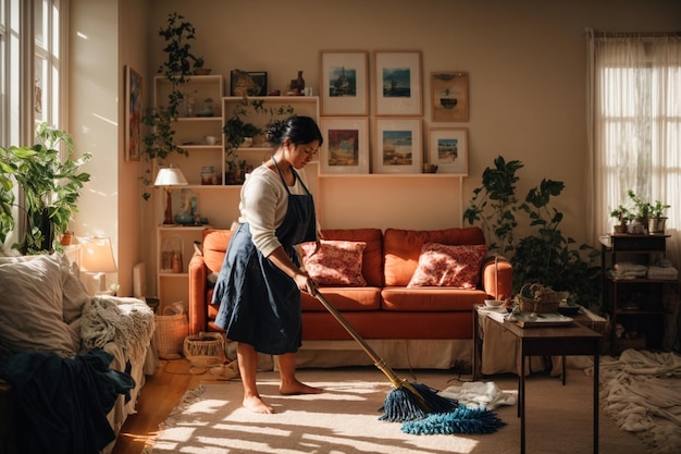 Foto foto di donne che fanno la casa pulita