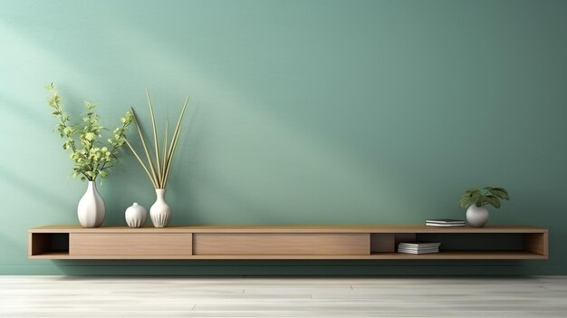 photo wood sideboard in living room interior with copy space generated by AI