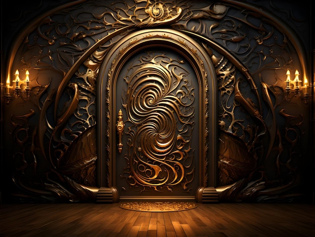 photo wooden door generative ai