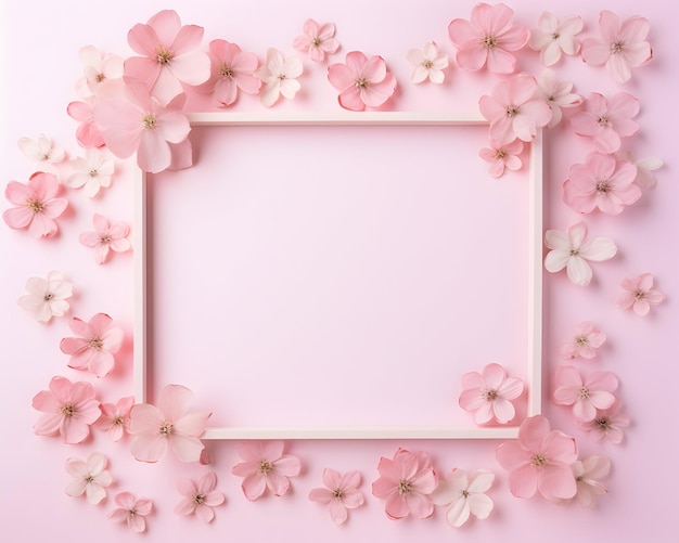 Photo wooden photo frame mockup on pink background copy space
