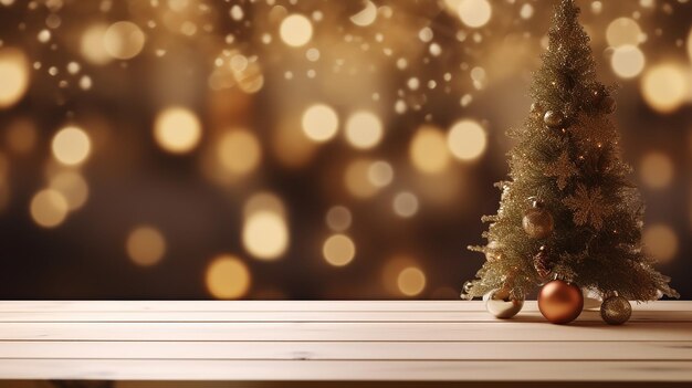 크리스마스 산타 풍경을 배경으로 사진 나무 테이블