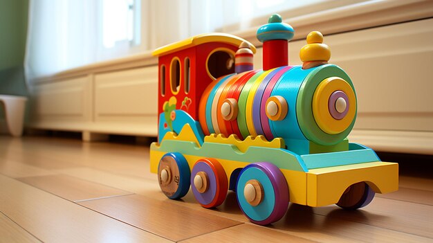 photo wooden toy blocks on wooden table in the children39s room ai generative