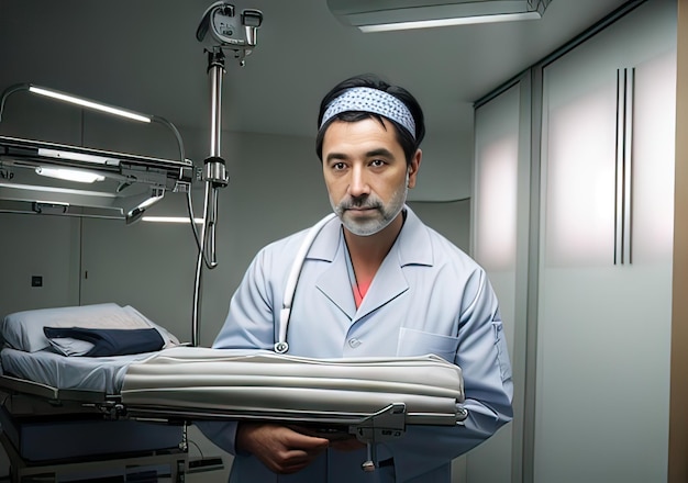 Photo photo of worker in hospital generative ai