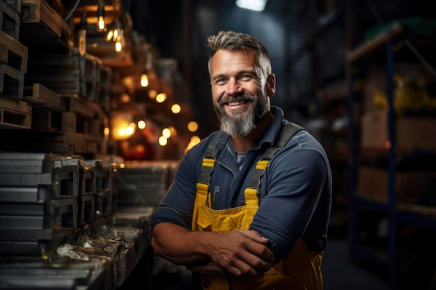 Photo a worker with factory background