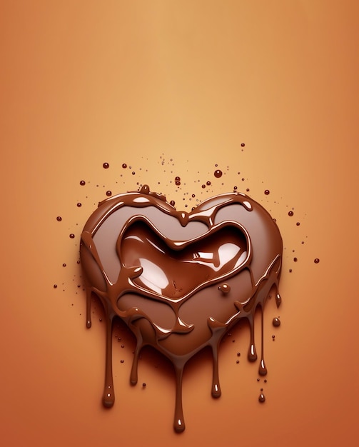 Photo of World chocolate day with heart molten chocolate with copy space back ground Ai generated