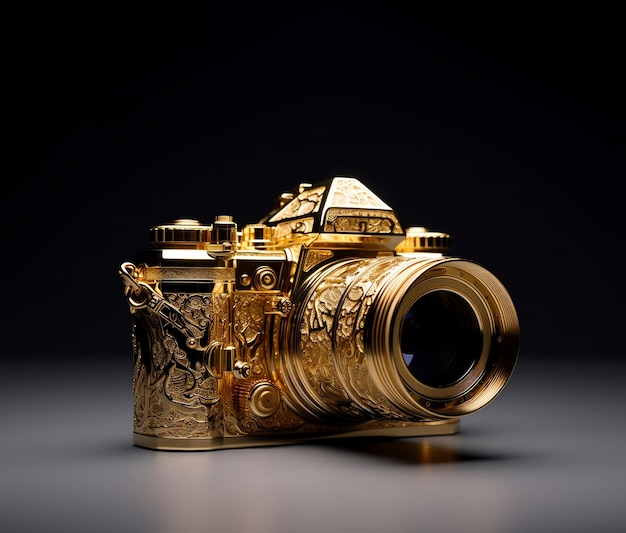 Photo world photography day gold camera on black