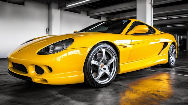 Photo photo of the yellow sports car