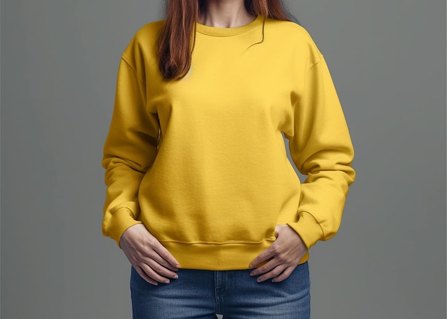 写真 photo yellow woman sweatshirt