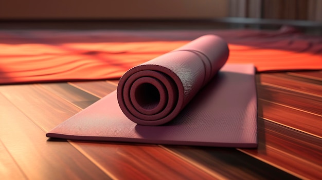 A photo of a yoga mat and block