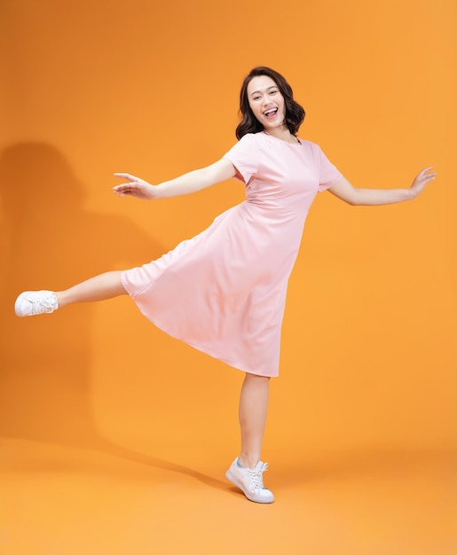 photo of young asian woman on background