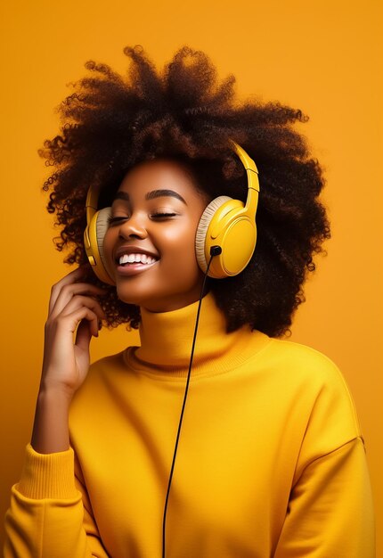 Photo of young beautiful girl listen to the music