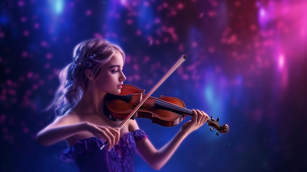 Photo young beautiful woman playing the violin