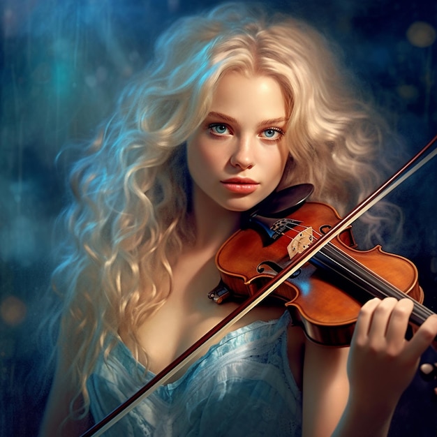 Photo young beautiful woman playing the violin