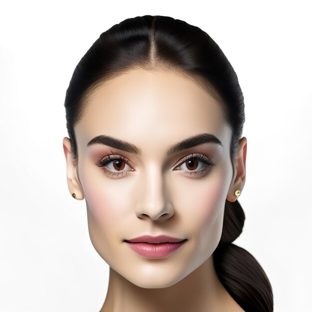 Photo photo of young brunette spanish woman with perfect skin generative ai