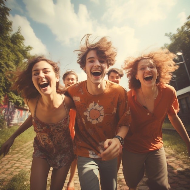 photo of young friends having fun