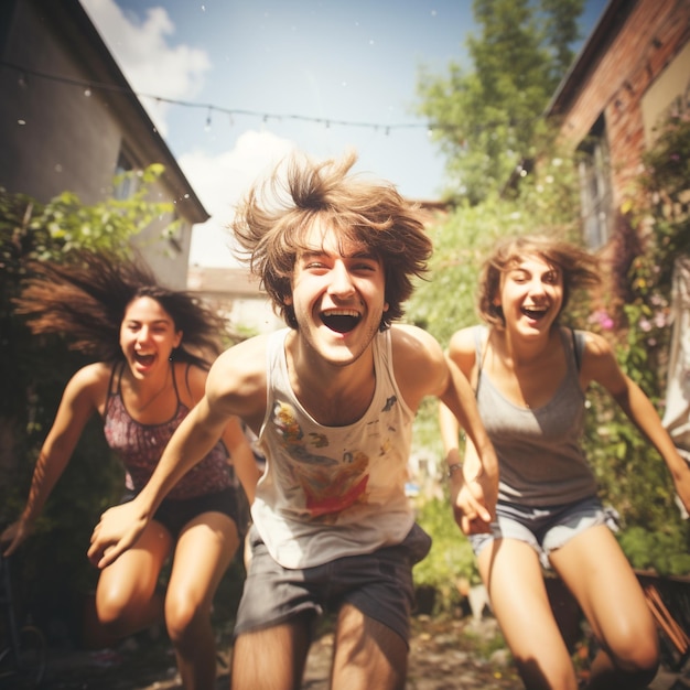 photo of young friends having fun