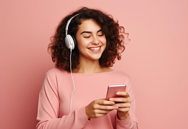 Photo of young girl and boy african girl and boy listen to music by headphones with smile