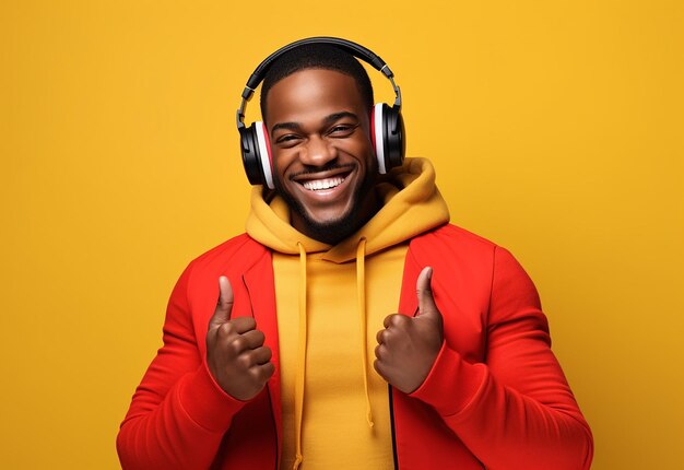 Photo of young girl and boy african girl and boy listen to music by headphones with smile