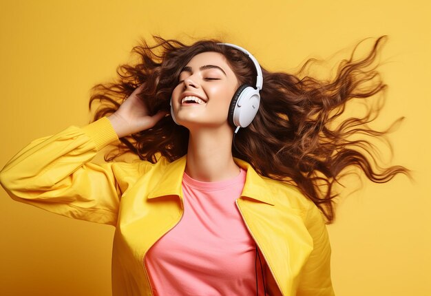 Photo of young girl and boy african girl and boy listen to music by headphones with smile