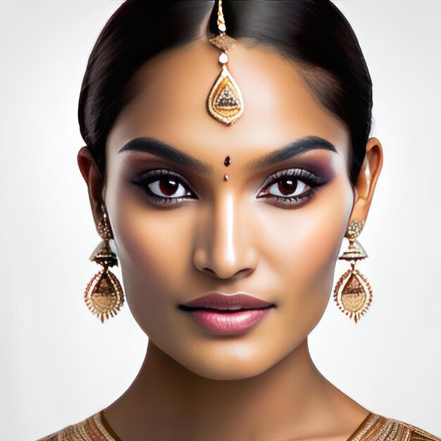 Фото молодой индийской женщины с идеальной кожей Генеративный AI