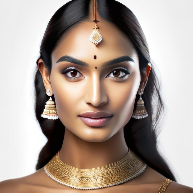 Photo of young Indian woman with perfect skin Generative AI