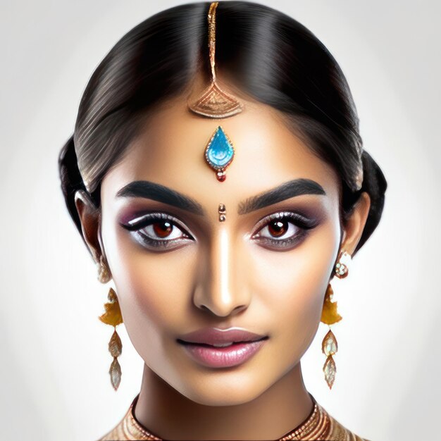 Photo of Young Indian woman with perfect skin Generative AI