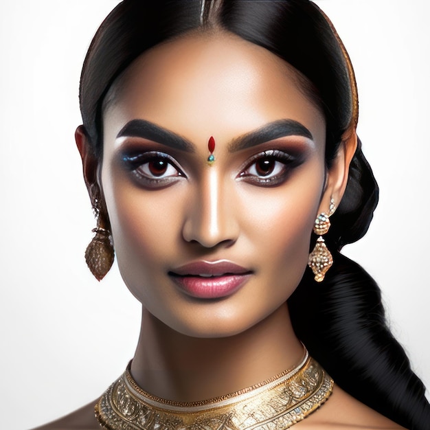 Фото молодой индийской женщины с идеальной кожей Генеративный AI