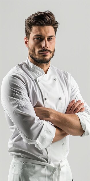 Photo photo of young male chef confident and reflective