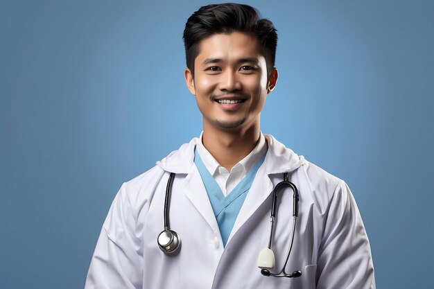 Photo photo young male doctor at hospital with stethoscope