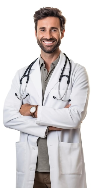 Photo of young male doctor with smile face generative ai