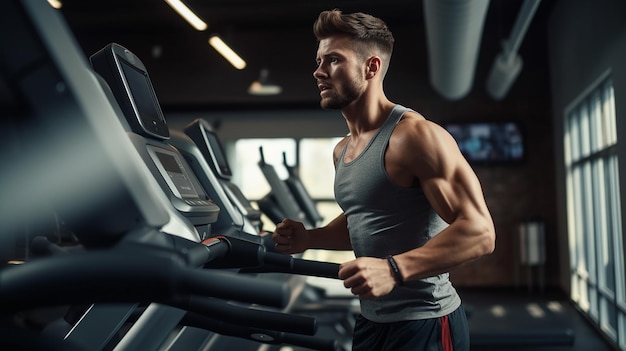 Photo of young man training in the gym