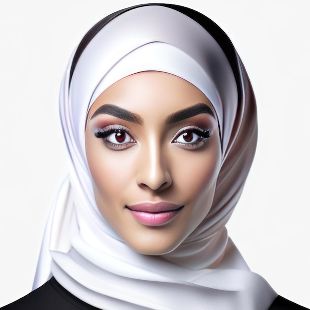 Фотография молодой мусульманки с идеальной кожей Генеративный AI