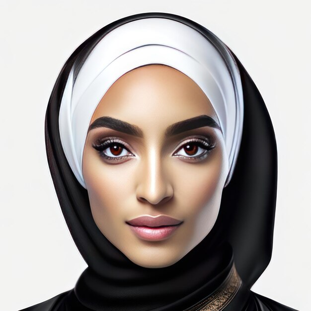 Фотография молодой мусульманки с идеальной кожей Генеративный AI