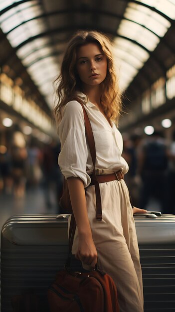 Photo of a young traveling woman