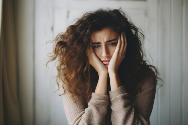 photo young woman dealing with anxiety ai generate