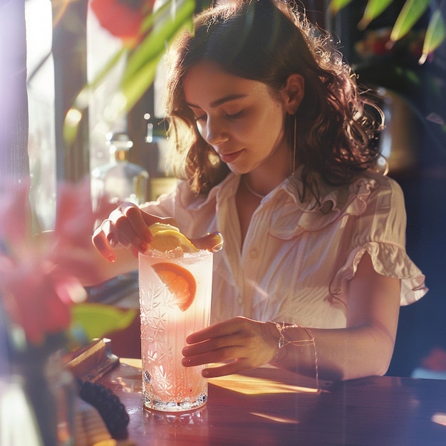 Photo photo of an young woman influencer