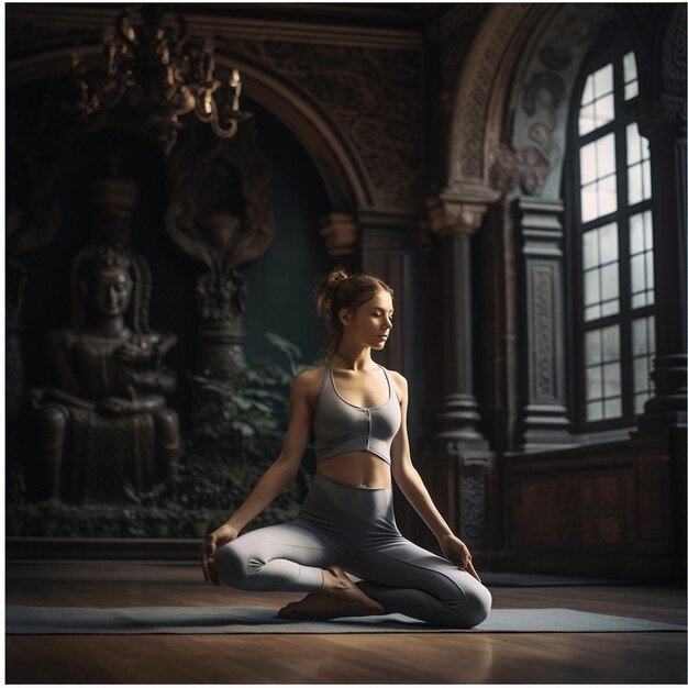 Photo photo young woman practicing yoga