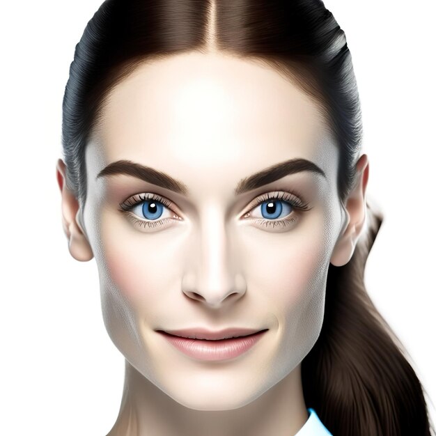 Photo of young woman with perfect skin generative ai