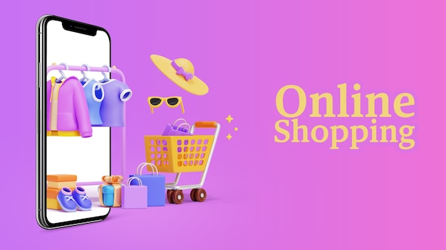 Foto banner per lo shopping online orizzontale di fotocomposizione