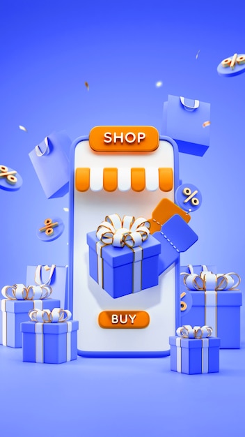 Foto banner verticale per lo shopping online con fotocomposizione