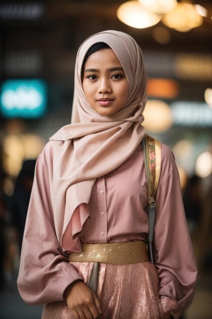 Photogenic Teen Aesthetic Pose in Fashionable Hijab