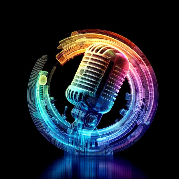 Photo a photogram transparent multicolored of microphone