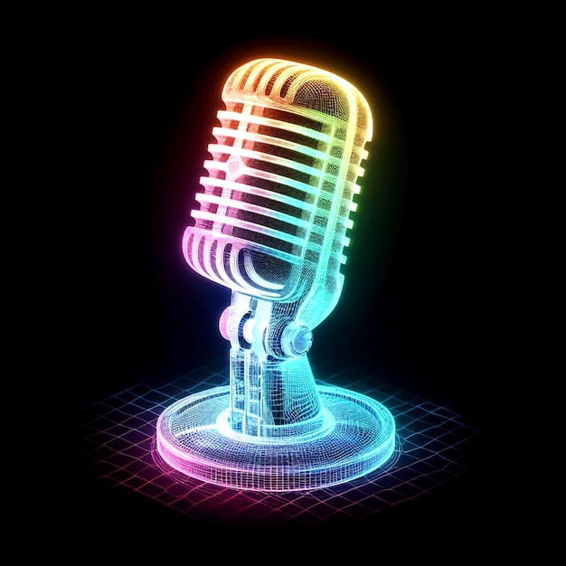 a photogram transparent multicolored of microphone
