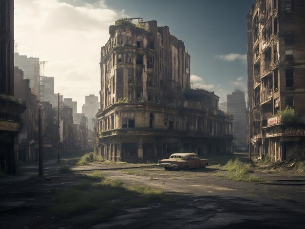 Photo photograph of an abandoned cityscape
