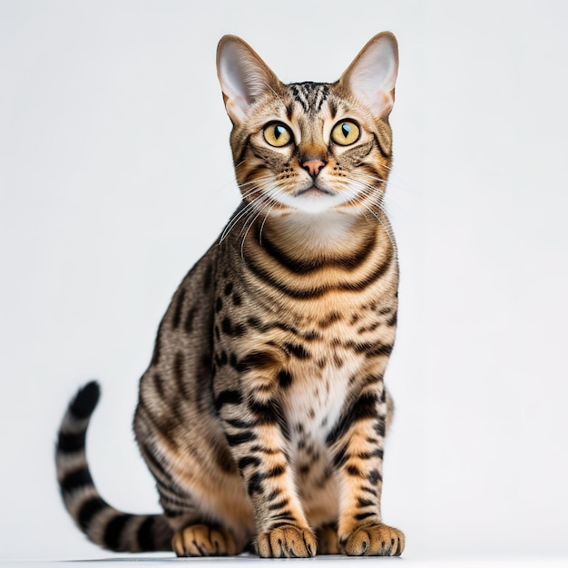 A photograph of a animal standing infront of a solid white color background