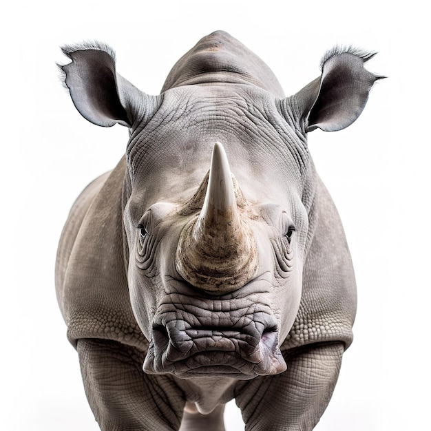 A photograph of an animal standing infront of solid white color background