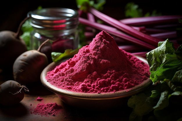 photograph of Beetroot Powder telephoto lens realistic lighting