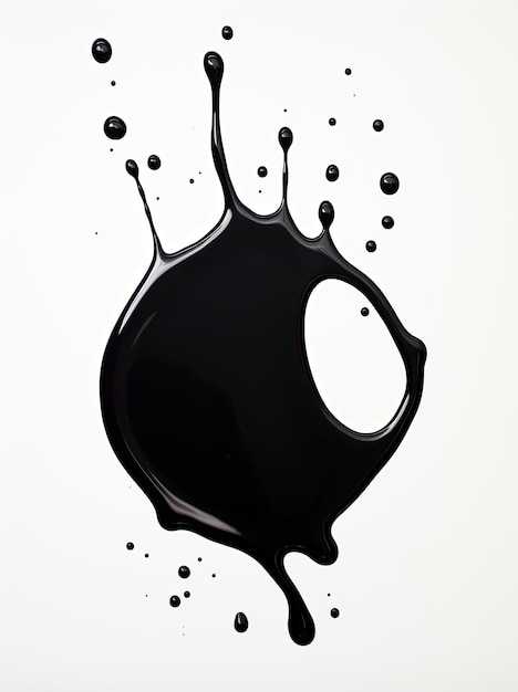 Photograph Black Paint swatches on white background stain swirl and paint bubbles